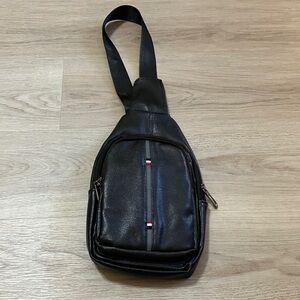 Black Leather Sling Bag
